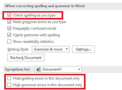 Rechtschreib- und Grammatikprüfung in Microsoft Word ms Wortprüfung als Typ