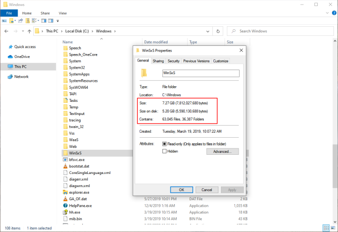 Winsxs Ordnergröße in Windows10