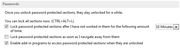 OneNote 2013 Passworteinstellungen ändern