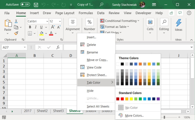 Registerkarte "Excel-Farbe"