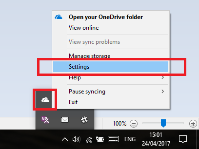 Onedrive-Einstellungen Windows 10