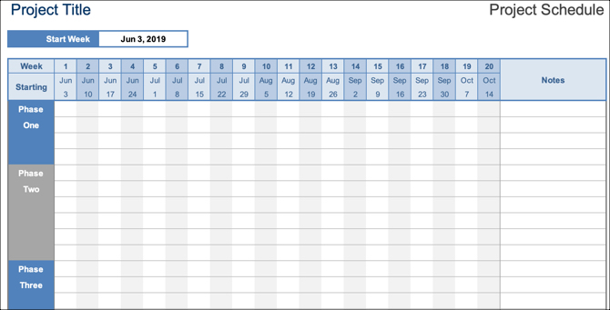 Projektplan Excel-Vorlage