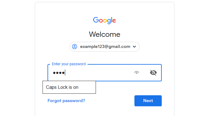 Google Account Caps Lock On