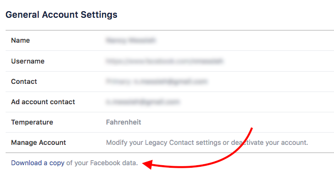 Facebook-Download-Daten - Facebook neue Datenschutzeinstellungen