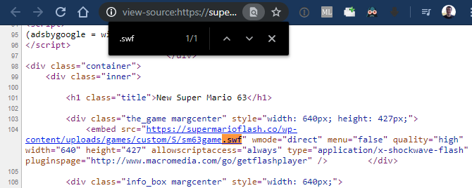 Chrome SWF-Datei auf Seite finden