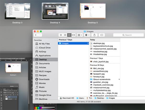 Verwendung mehrerer Desktops in Mac OS X Quicklook-Geschwindigkeit