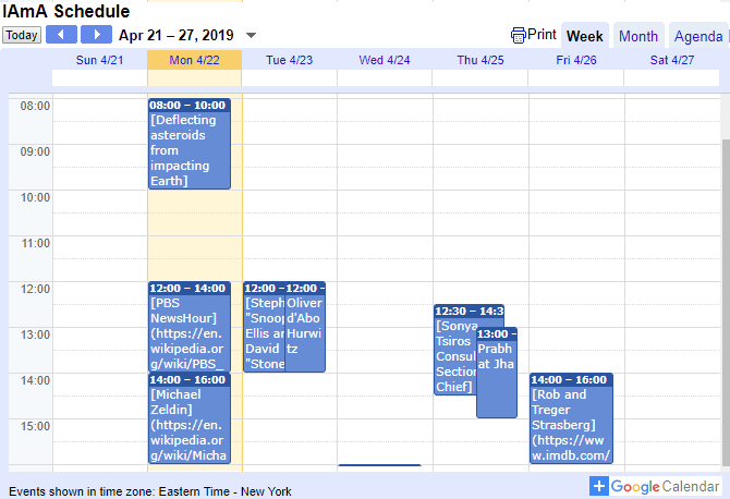 Reddit AMA Kalender