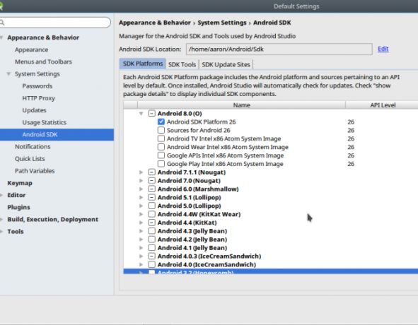 Android-Versionen SDK-Manager-Versionen