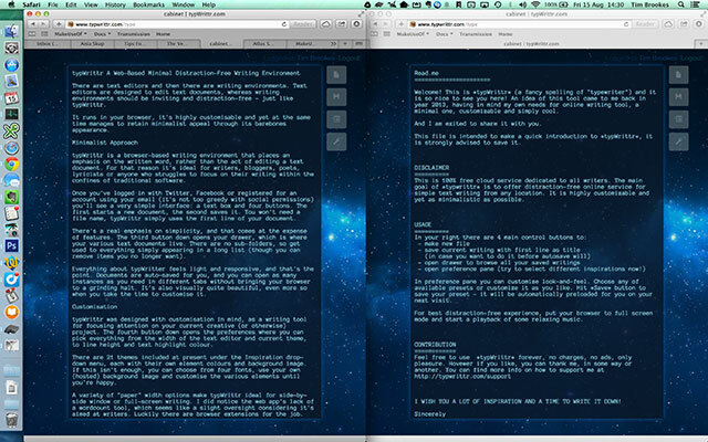 typWrittr: Eine anpassbare ablenkungsfreie Schreibumgebung in Ihrem Browser nebeneinander
