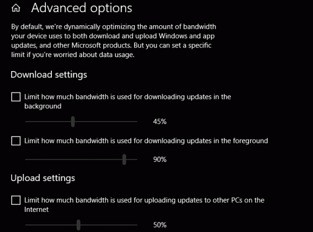 Erweiterte Optionen für Windows 10 Update