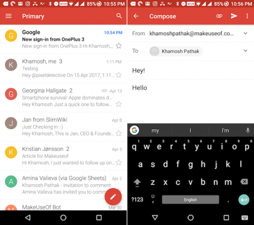 Google Mail App senden Sie eine neue E-Mail