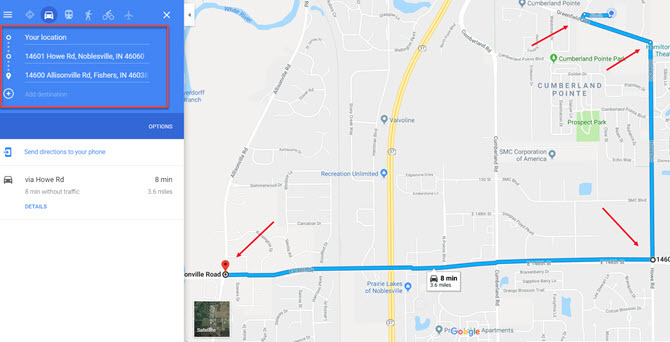 Problemumgehung für alternative Routen in Google Maps