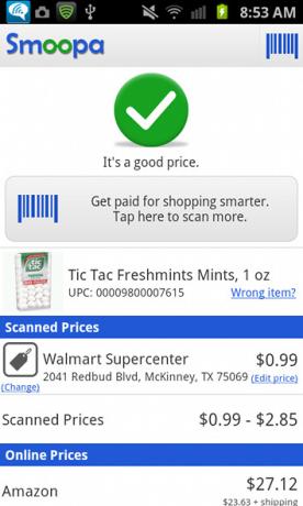 Lassen Sie sich bezahlen, um mit Smoopa [Android 1.6+ & iOS] smoopa Preisprüfung intelligenter einzukaufen
