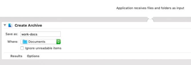 Automator-App zum Erstellen eines Archivs aus ausgewählten Dateien auf dem Mac