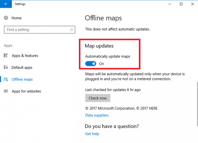 Karteneinstellungen Offline-Update Windows 10