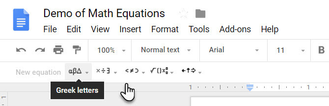 Editor für mathematische Gleichungen in Google Text & Tabellen