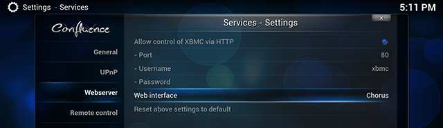 xbmc-chorus-einstellungen