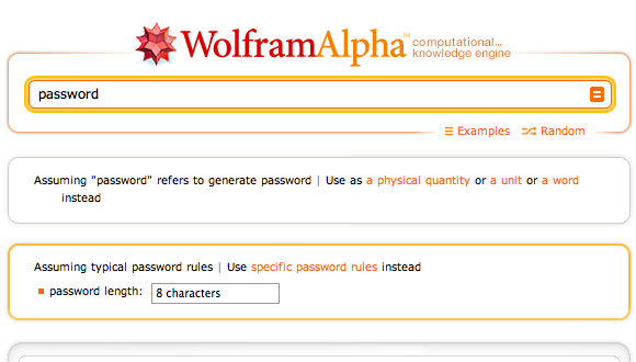 Wolfram Alpha Passwort