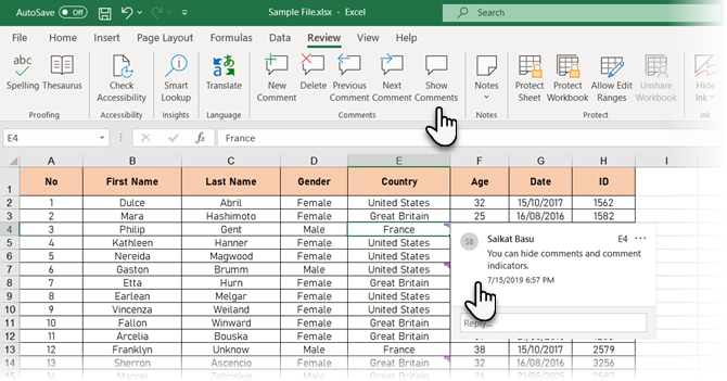 Alle Kommentare in Excel anzeigen