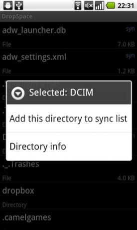 Android Sync SD-Karte Dropbox