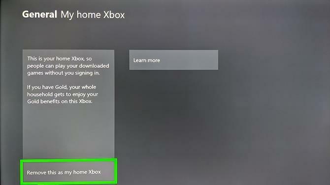 Xbox One Home Xbox-Einstellung