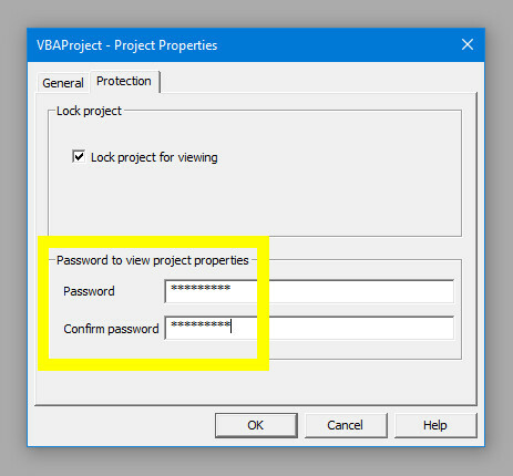 Excel-Passworteigenschaften