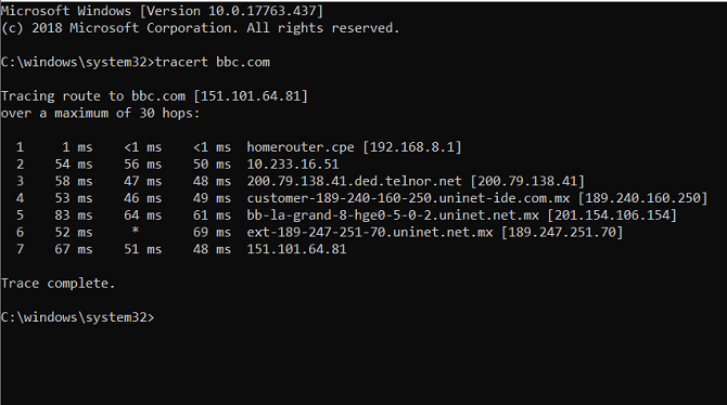 Tracert BBC-IP-Adresse