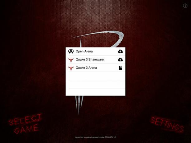 Spielen Sie Quake III Arena auf Ihrem iPhone oder iPad mit dem Beben III Beben-Menü