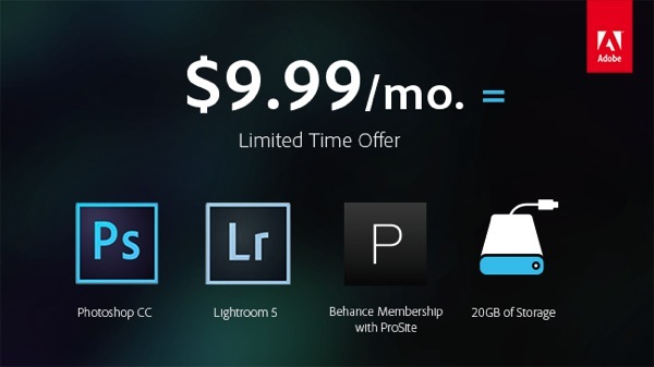 Adobe kündigt spezielles Photoshop CC-Programmangebot für 9,99 USD pro Monat an