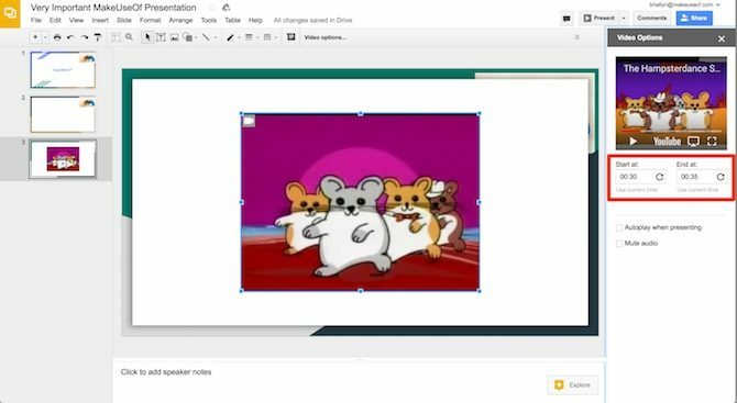 Google Slides Videoclip bearbeiten