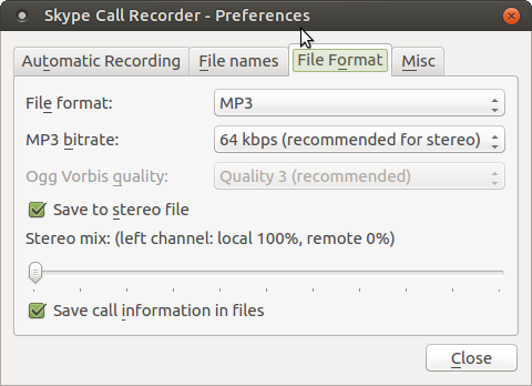 Linux-Einstellungen für Skype Call Recorder