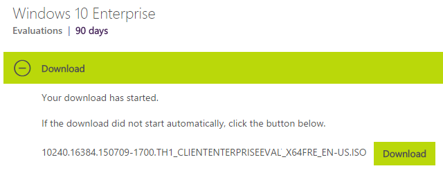 Windows 10 Enterprise-Evaluierungskopie