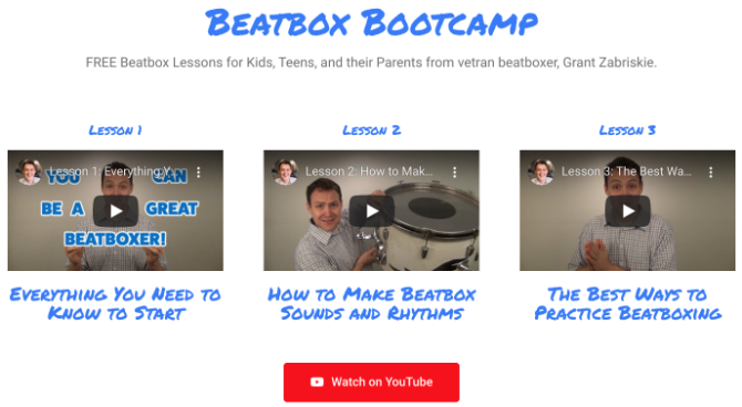 Beatbox Bootcamp bringt dir in drei YouTube-Video-Lektionen bei, wie man kostenlos beatboxt