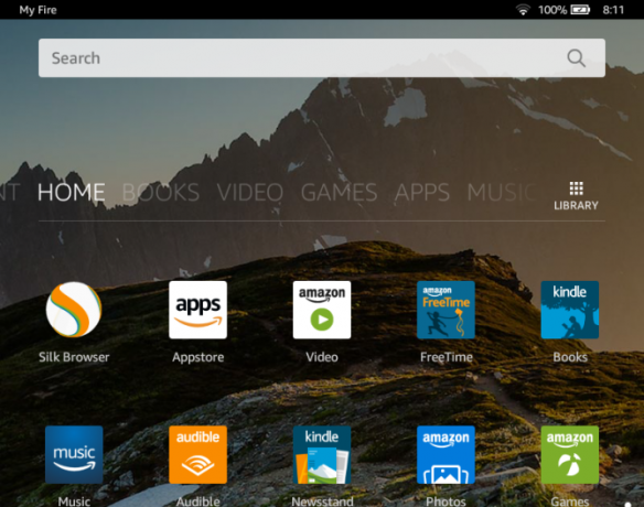 Android-Versionen Amazon Fire10 Homescreen