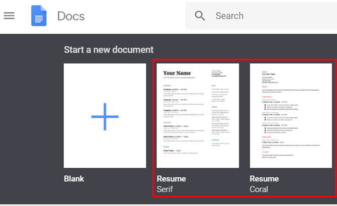 Google Docs setzen Vorlagen fort