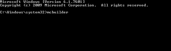 Führen Sie mcbuilder in der Eingabeaufforderung von Windows 7 aus
