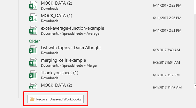 Wiederherstellen nicht gespeicherter Arbeitsmappen Excel