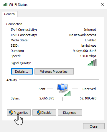 So deaktivieren Sie Wi-Fi beim Verbinden von Ethernet unter Windows 10 WiFi-Status 1