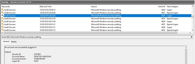 Anmeldung Windows 10-Protokollsicherheit