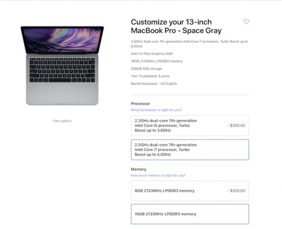 Benutzerdefinierte Optionen für Macbook Pro