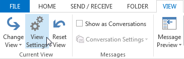 Registerkarte "Aktuelle Ansichtseinstellungen" von Outlook