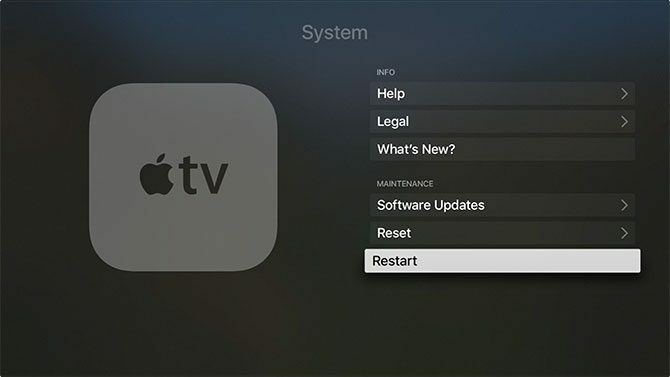 Starten Sie Apple TV neu