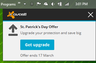 Avast - Upgrades Popup