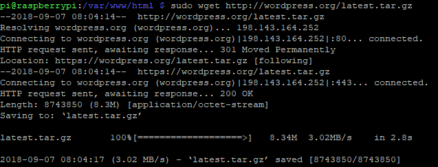 Laden Sie WordPress mit wget herunter