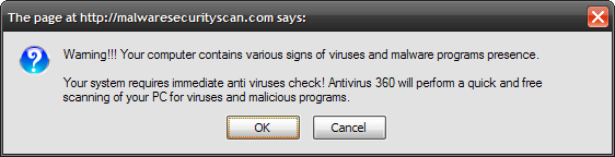gefälschte Malware-Warnschaltfläche