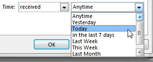 Outlook ZUSÄTZLICHE Formatierungszeitfilter