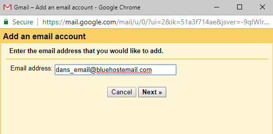 Fügen Sie Bluehost-Mail zu Google Mail hinzu