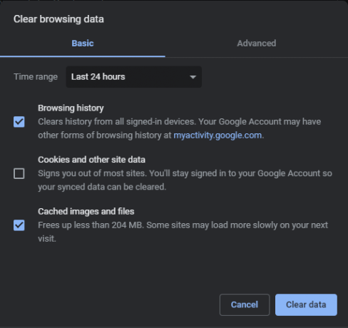 Chrome Clear Browsing-Daten