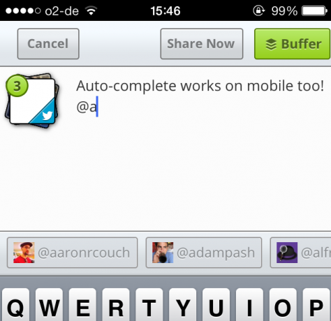 Buffer führt Smart Twitter Auto-Complete Auto-Complete-Handy ein