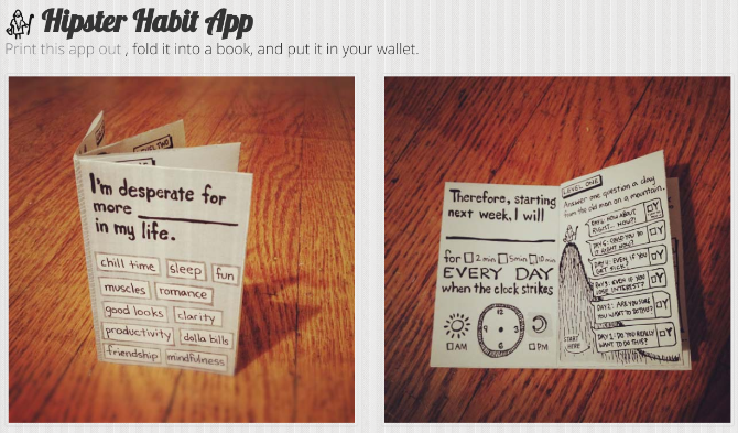 Die Hipster Habit App ist ein faltbarer Habit Guide und Tracker, der in Ihre Brieftasche passt